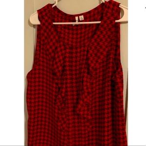Elle Red Houndstooth Ruffle Tank Size XL
